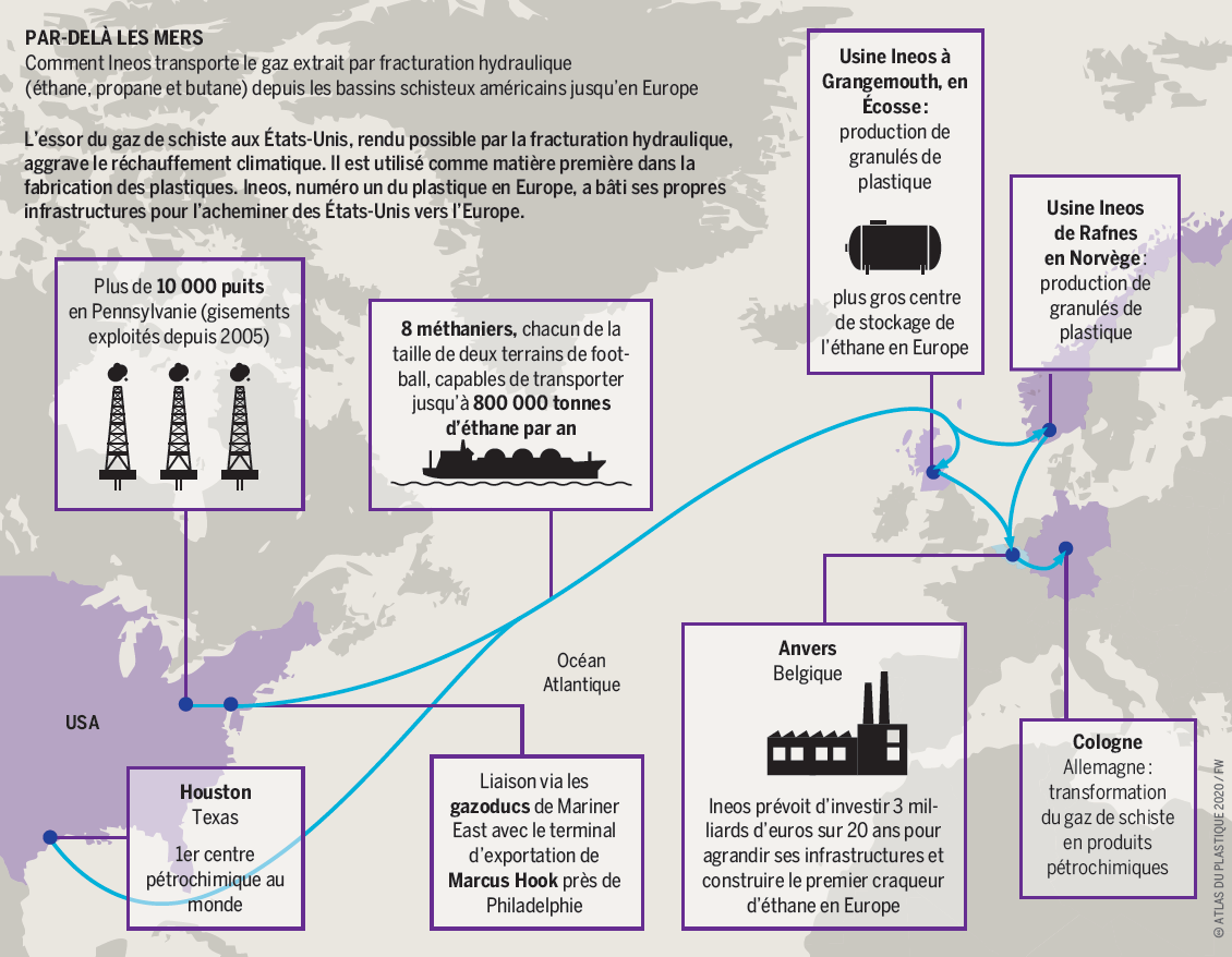 Par-delà les mers Par-delà les mers - Comment Ineos transporte le gaz extrait par fracturation hydraulique (éthane, propane et butane) depuis les bassins schisteux américains jusqu’en Europe