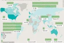 Cartographie de la résistance - Pays et régions comptant le plus d’entités membres du mouvement « Break Free From Plastic » 