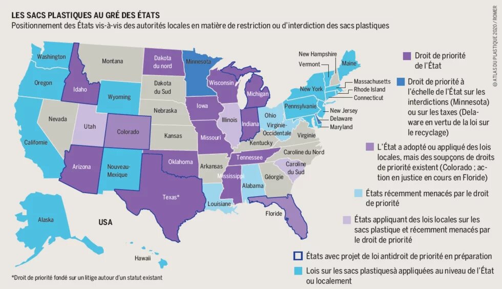 Les sacs plastiques au gré des états - Positionnement des États vis-à-vis des autorités locales en matière de restriction ou d’interdiction des sacs plastiques